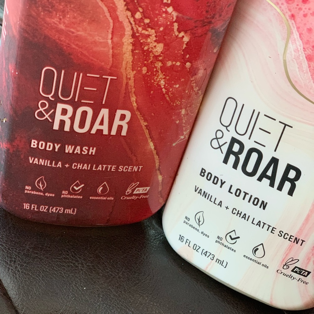 Quiet and roar body lotion and body wash set